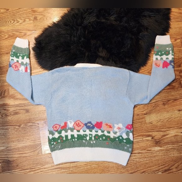 Vintage Orvis 3D Floral Chunky Hand Knit Button-up Cardigan Women's Size L - Picture 7 of 11